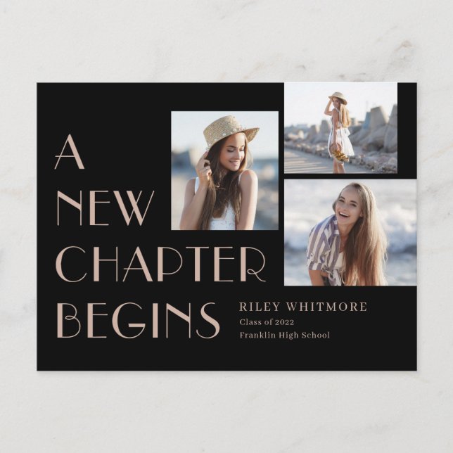 Ankündigung des neuen Kapitels Abschluss Postkarte (Vorderseite)