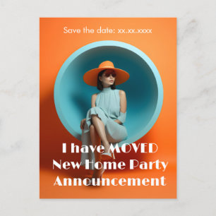 Ankündigung des neuen Zuhause Address Party Postkarte