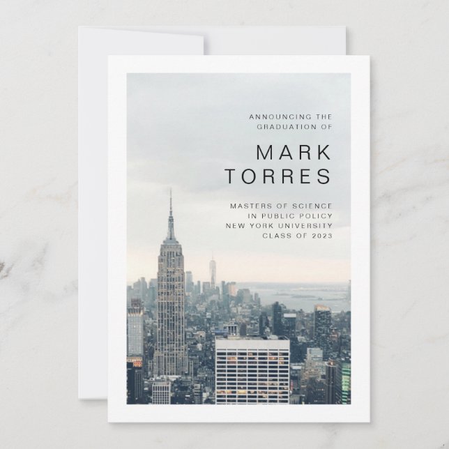 Ankündigung des New Yorker Abschlusses (Vorderseite)