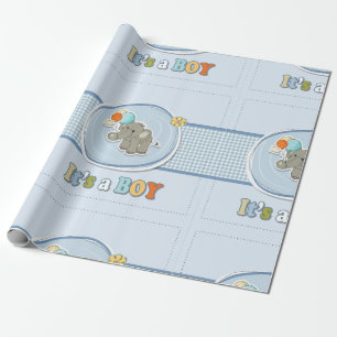 Ankündigung des niedlichen Elephant Baby Boy Geschenkpapier
