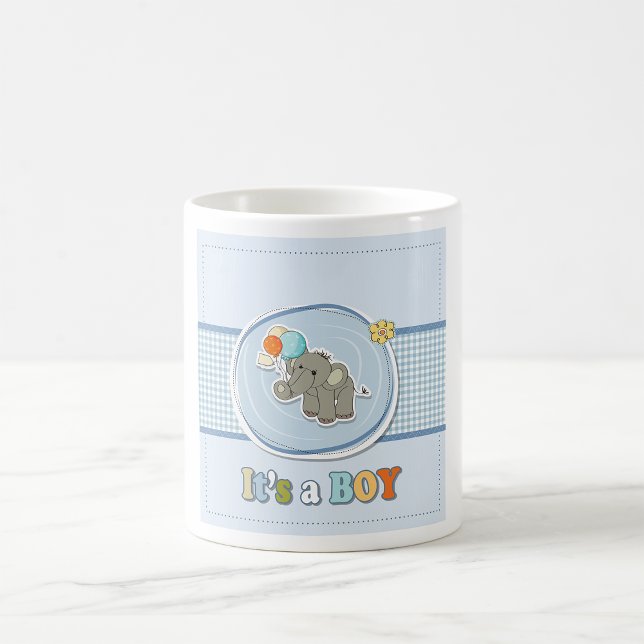 Ankündigung des niedlichen Elephant Baby Boy Kaffeetasse (Von Creator hochgeladen)
