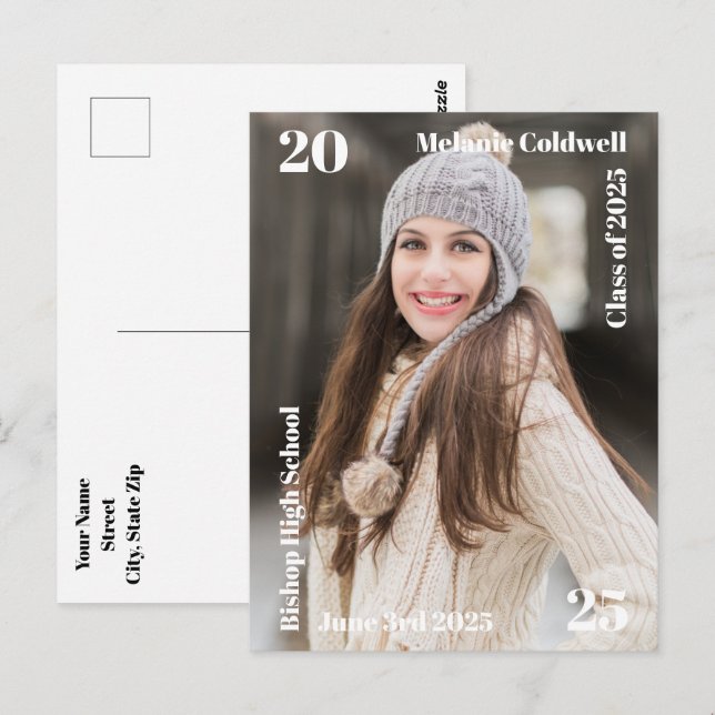 Ankündigung des personalisierten modernen Abschlus Postkarte (Vorne/Hinten)