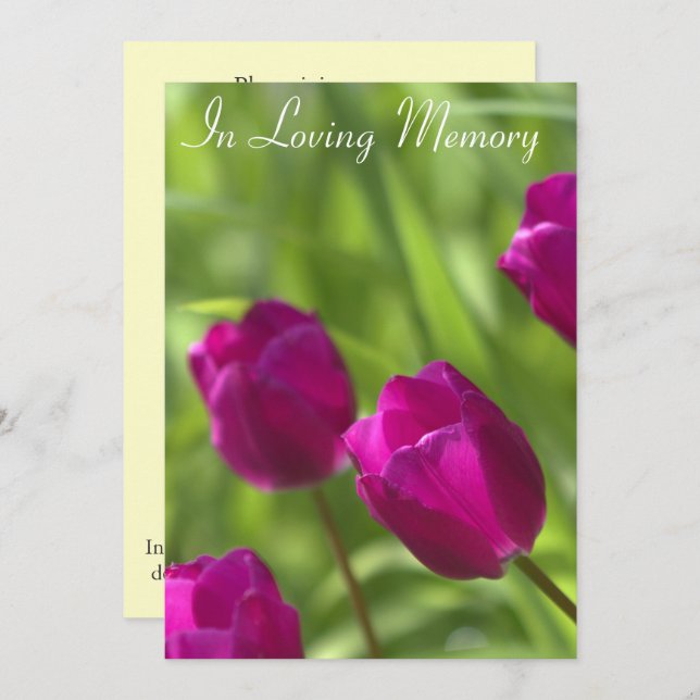 Ankündigung des Pink Tulips-Gedenkens (Vorne/Hinten)
