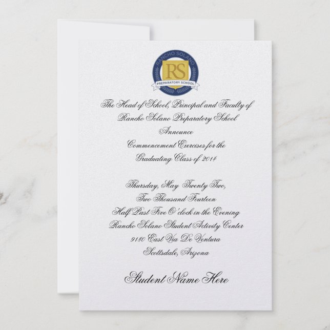 Ankündigung des RSPS-Abschlusses - formell (Vorderseite)