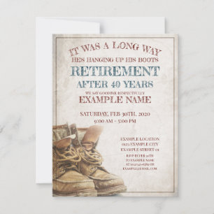 Ankündigung des Ruhestands mit alten Stiefeln
