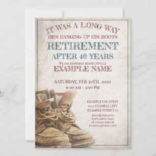 Ankündigung des Ruhestands mit alten Stiefeln