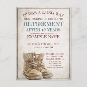Ankündigung des Ruhestands mit alten Stiefeln