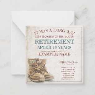 Ankündigung des Ruhestands mit alten Stiefeln