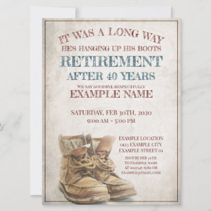 Ankündigung des Ruhestands mit alten Stiefeln
