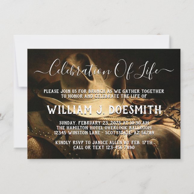 Ankündigung des Rustic Cowboy Things Memorial Serv (Vorderseite)