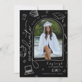 Ankündigung des Schwarz-weißen Retro-Foto-Abschlus