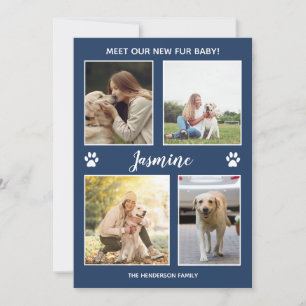 Ankündigung des Tieres New Fur Baby Foto Navy Blue