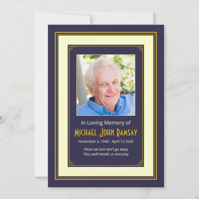 Ankündigung des Todes von Navy Blue Gold Ivory Fot (Vorderseite)