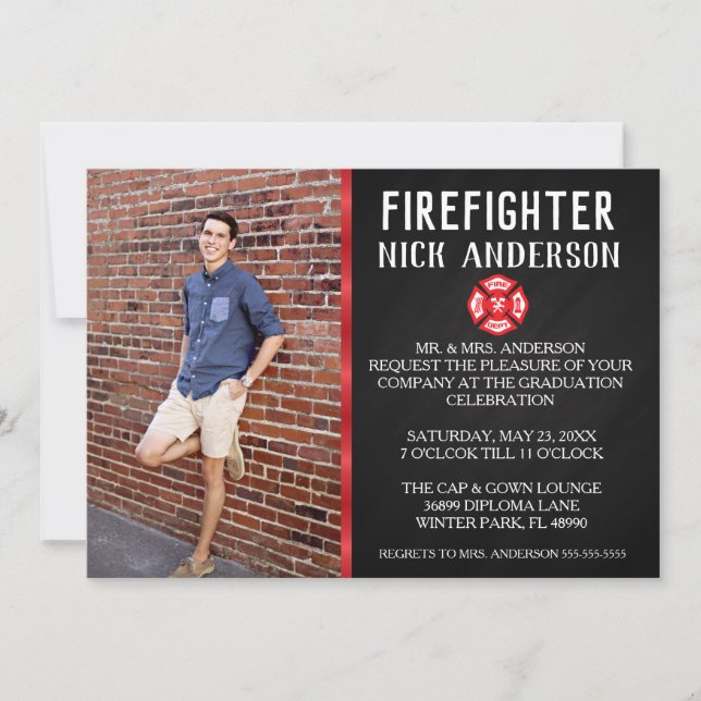 Ankündigung des trendy Firefighter School Abschlus (Vorderseite)