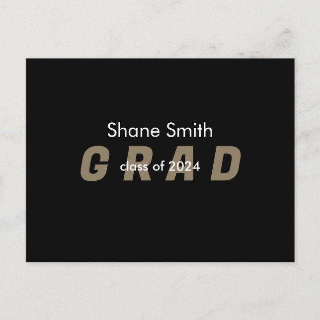 Ankündigung des zeitgenössischen Foto Black Abschl Postkarte (Vorderseite)