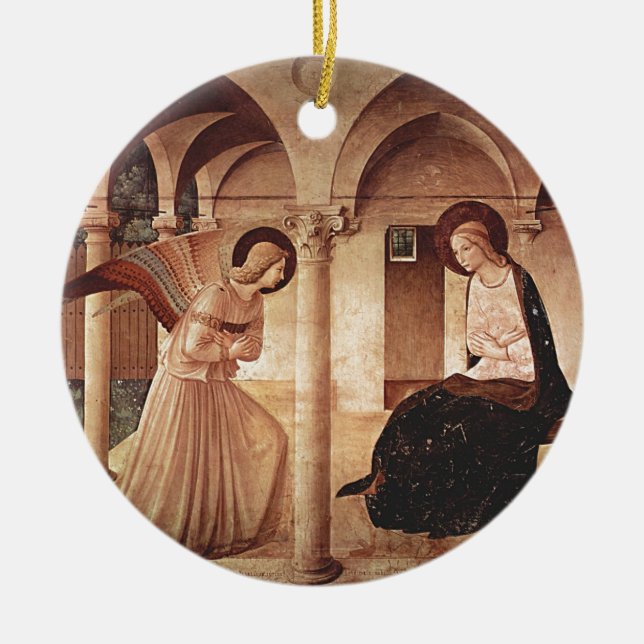 Ankündigung (durch Fra Angelico) Keramik Ornament (Vorne)