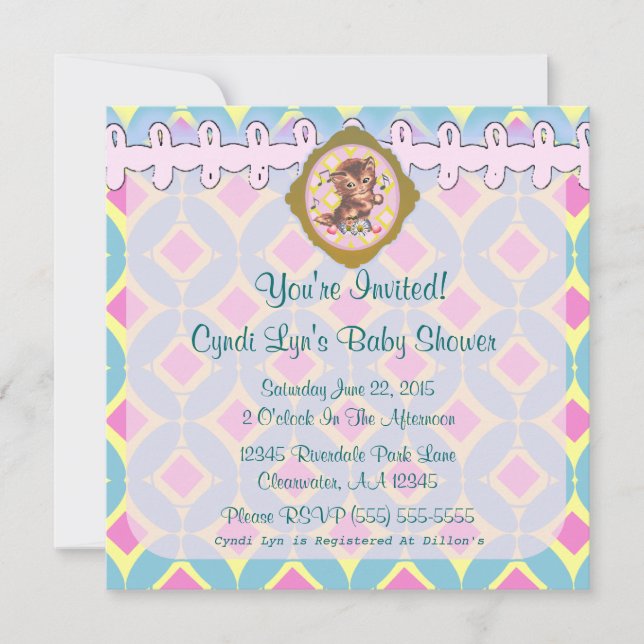 Ankündigung einer Adorable Kitten Baby Shower Vera (Vorderseite)