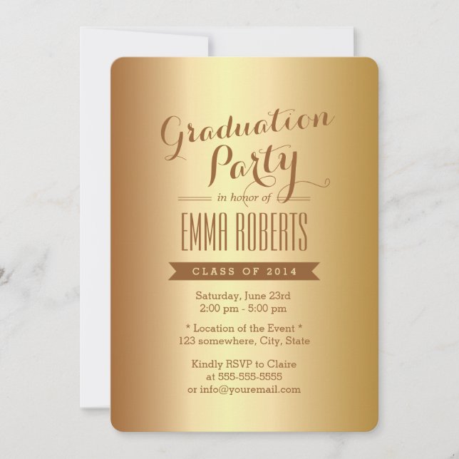 Ankündigung einer Elegant Gold Foil Graduation Par (Vorderseite)