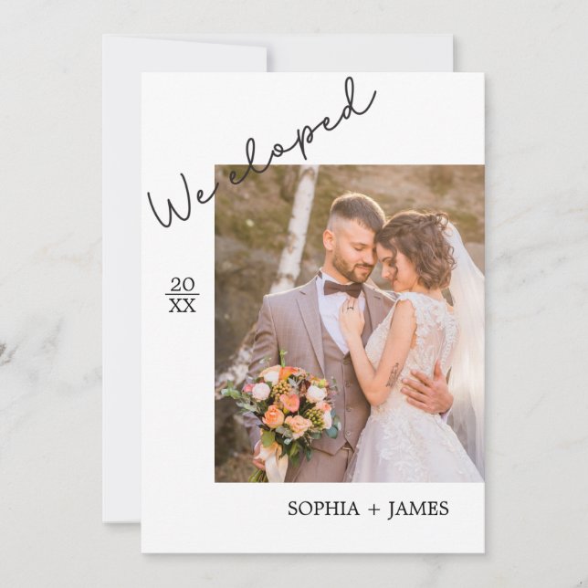 Ankündigung einer Hochzeit im Minimalistischen Fot (Vorderseite)