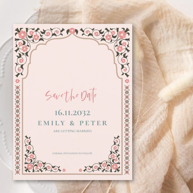 Ankündigung einer Hochzeit Vintager Orientalischer (Vintage Oriental Border Frame Wedding Announcement)