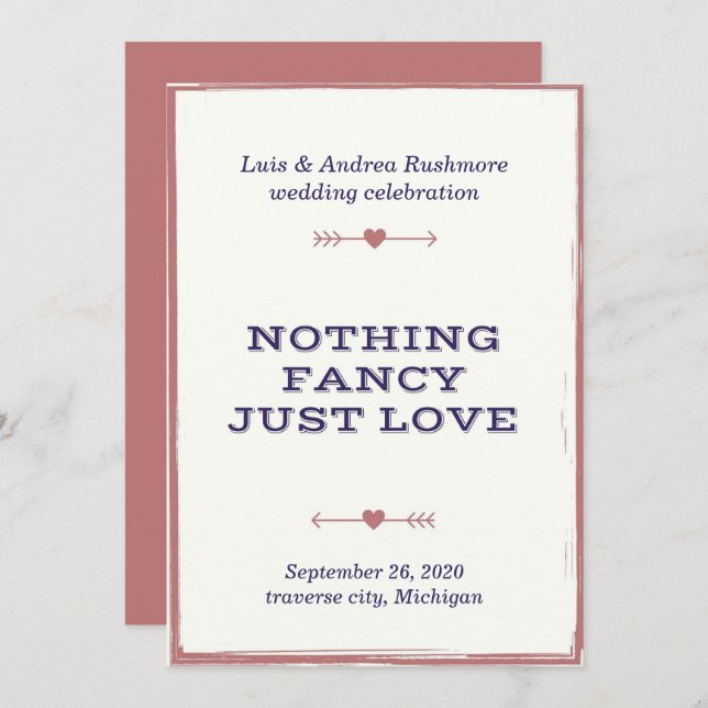 Ankündigung einer Hochzeitsfeier mit Pfeil und Her (Vorne/Hinten)