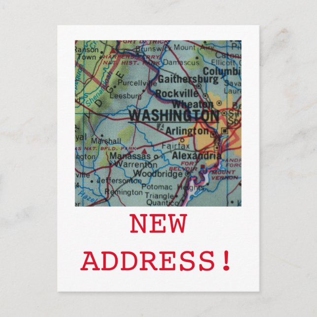 Ankündigung einer neuen Adresse in Washington (Vorderseite)