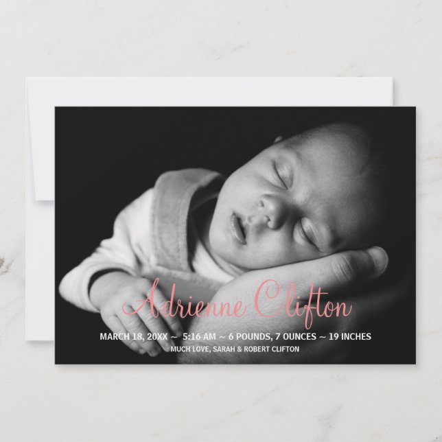 Ankündigung einer rosa Babystatistik (Vorderseite)