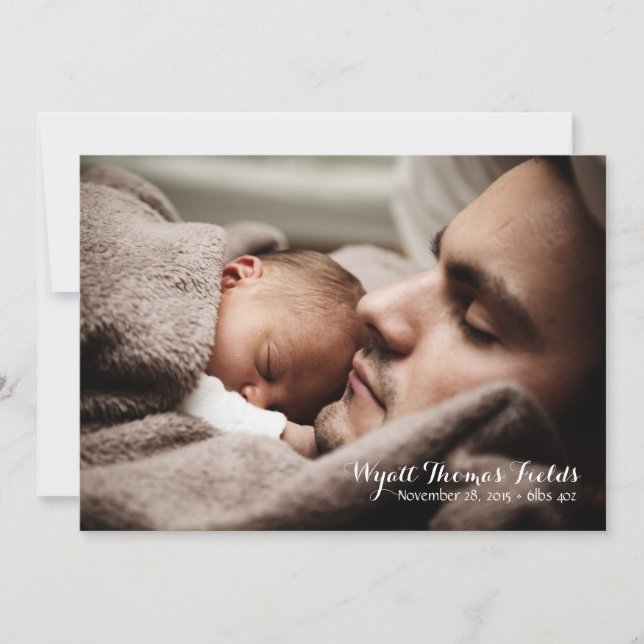 Ankündigung eines Babys in einem einfachen, weißen (Vorderseite)