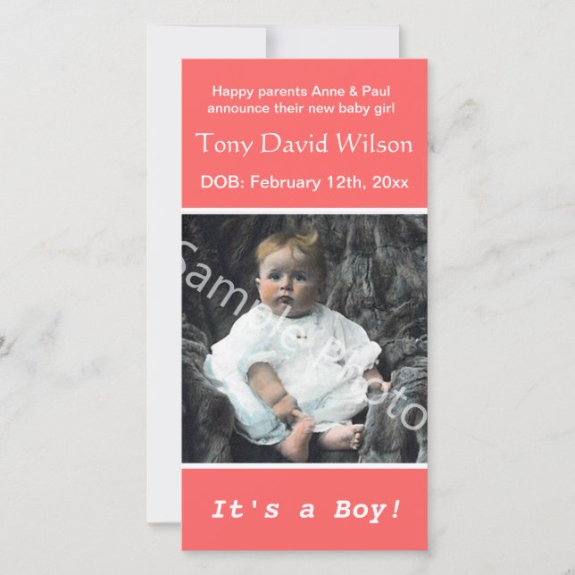 Ankündigung eines Fotos zur Geburt eines Kindes. F (Vorderseite)