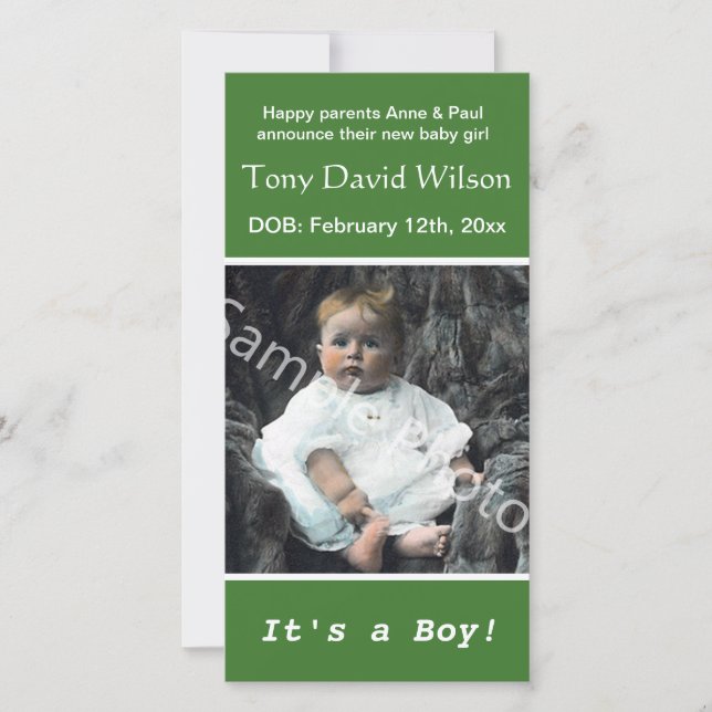 Ankündigung eines Fotos zur Geburt eines Kindes. F (Vorderseite)