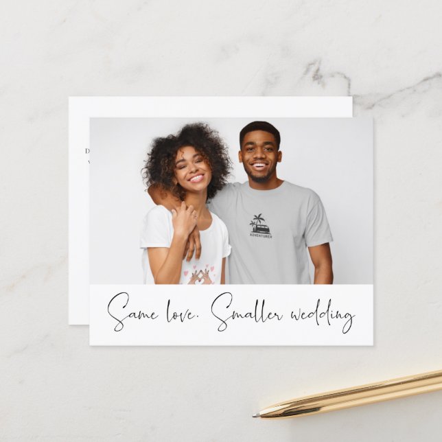 Ankündigung eines kleineren Hochzeitshaushalts für (Vorderseite/Rückseite Beispiel)