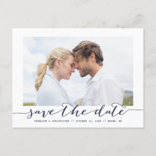 Ankündigung eines Navy-Script-Foto- Save the Date