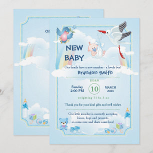 Ankündigung für ein neues Baby Boy. Einladung
