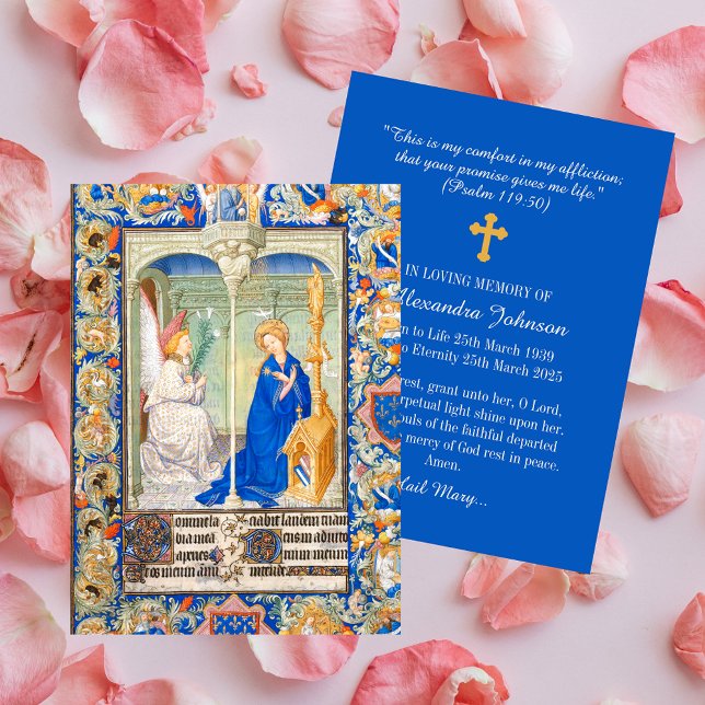 Ankündigung Hail Mary Beerdigung Gedenkgebet (The Annunciation of the Blessed Virgin Mary Hail Mary Funeral Memorial Catholic Prayer Card)