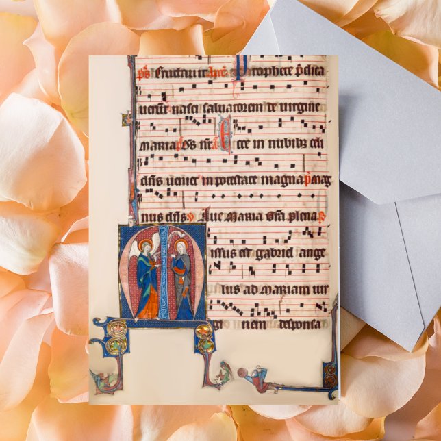 Ankündigung Mittelalterliches Illuminiertes Manusk Postkarte (Annunciation Medieval Illuminated Manuscript Catholic Christian Postcard)
