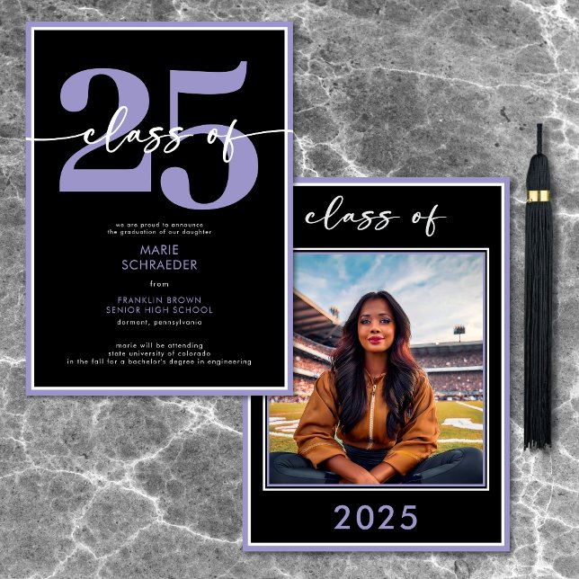 Ankündigung moderner Lila Abschlüsse (Modern Purple Script Graduation Announcement)