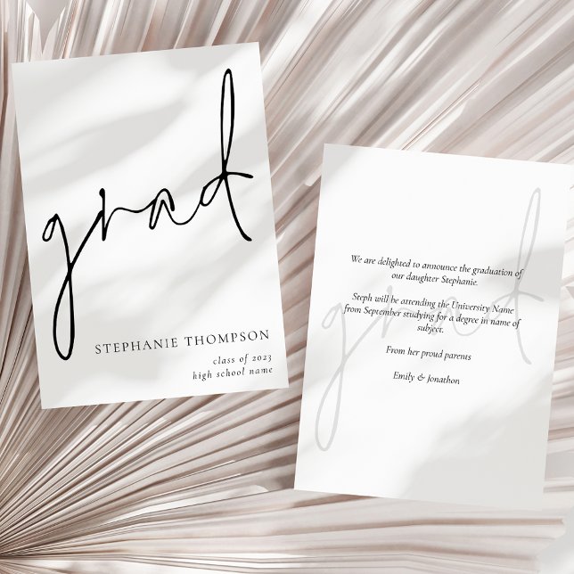 Ankündigung moderner Script-Abschluss (Front and back view)