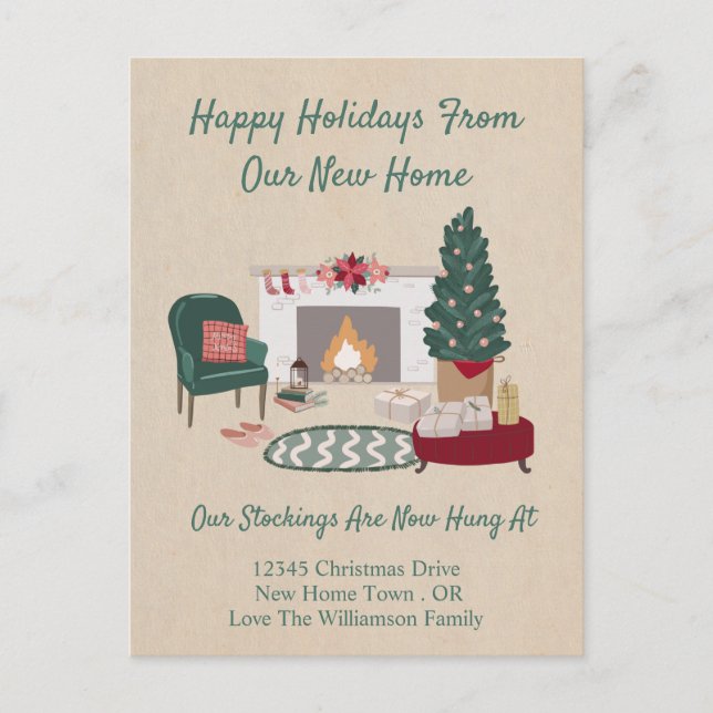 Ankündigung | Neue Zuhause für Feiertage Postkarte (Vorderseite)