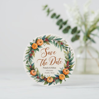 Ankündigung rustikaler Hochzeit im Herbst Save the