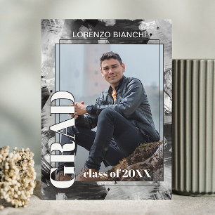 Ankündigung Schwarz-weißer Abstrakter Abschluss Postkarte