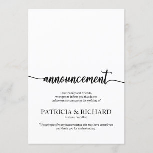 Ankündigung storniert Hochzeit Elegante Kalligraph