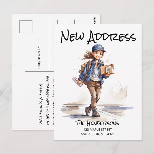 Ankündigung über den Umzug einer neuen Adresse Postkarte (Vorne/Hinten)