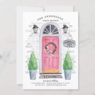 Ankündigung über die Anfahrt der rosa Vordertür