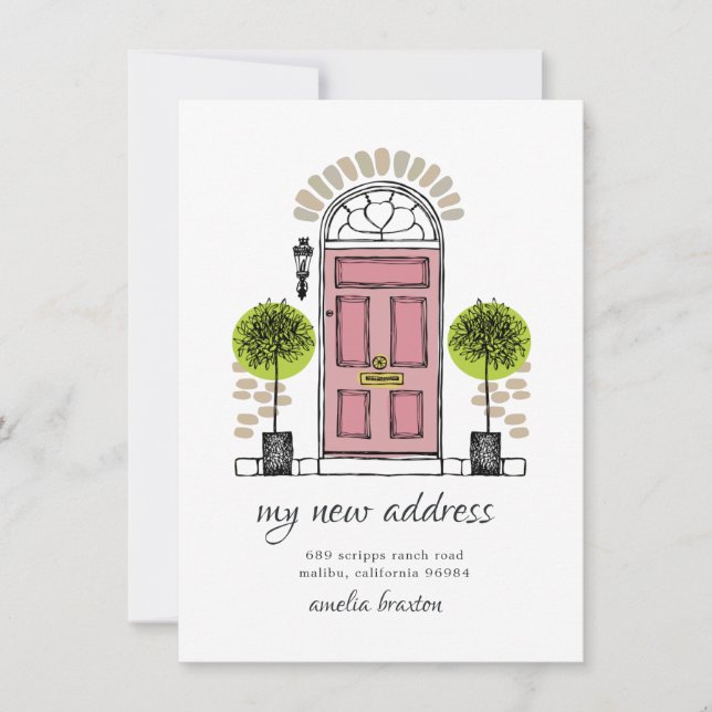 Ankündigung über die rosa Türbewegung (Vorderseite)