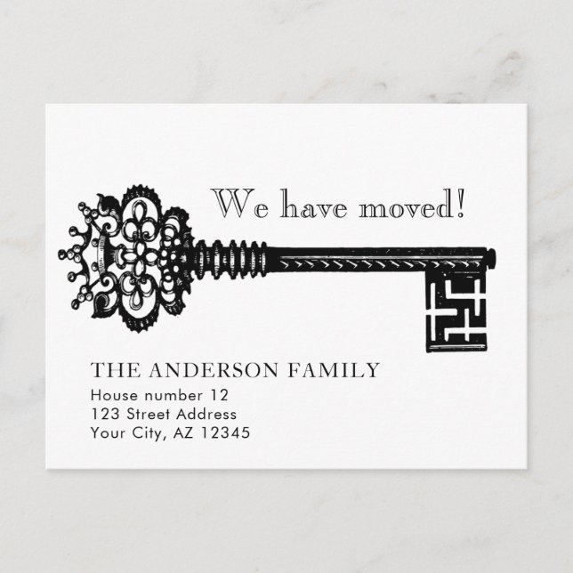 Ankündigung über die Schlüsselbewegung in Vintagen Postkarte (Vorderseite)