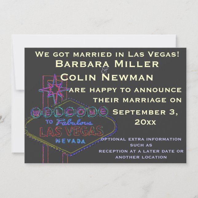 Ankündigung unserer Hochzeit in Las Vegas (Vorderseite)