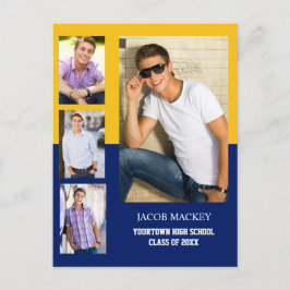 Ankündigung von Abschluss 4 Foto Collage Blue Gold