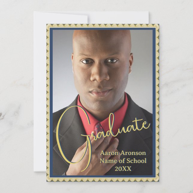 Ankündigung von Abschluss Foto Blue and Gold (Vorderseite)