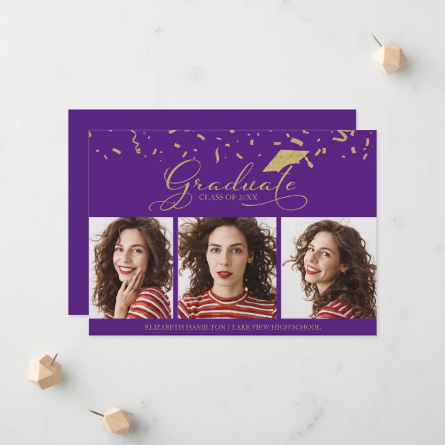 Ankündigung von Abschlüssen an der High School 3 F (Vorderseite/Rückseite Beispiel)