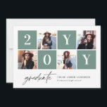 Ankündigung von Abschlüssen für geometrische Foto<br><div class="desc">Ankündigung eines geometrischen Abschlusses mit mehreren Fotos. Mit fett formatierter Typografie und auf Trend-Script-Text. Die geometrische Hintergrundfarbe kann geändert werden.</div>